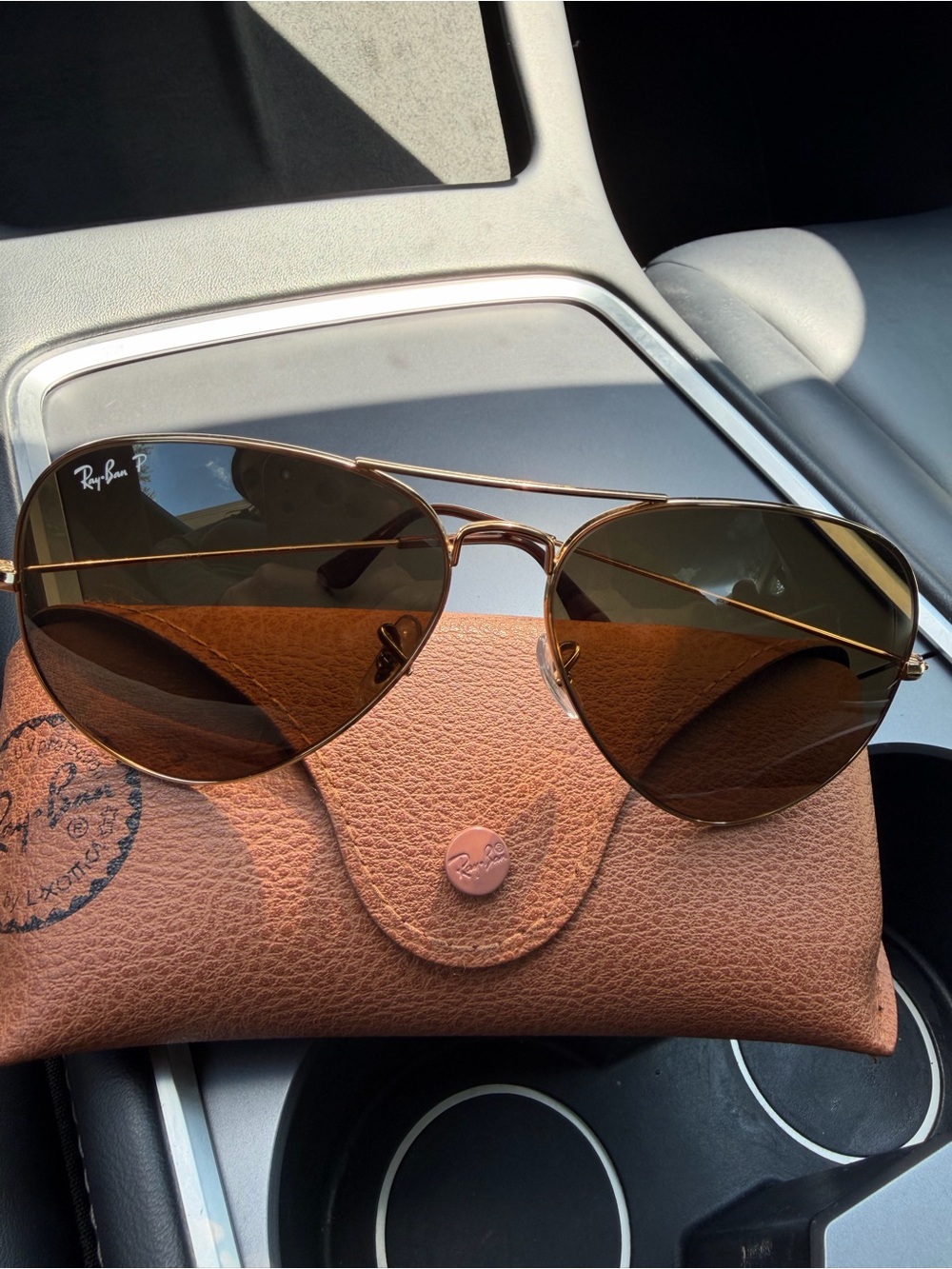 Ray-Ban Gold Frame Brown Lens Pilot Sunglasses